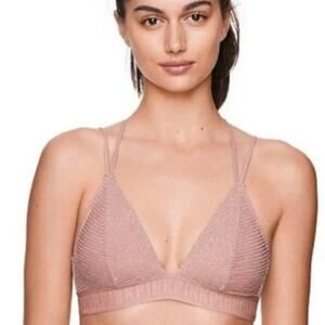 PINK Victoria's Secret Bralette Pink Silver Metallic Strappy Back Medium